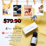 Essential Oil Bundle Gift Set 4 bottles and 1 FREE Mist Diffuser All at $39.90