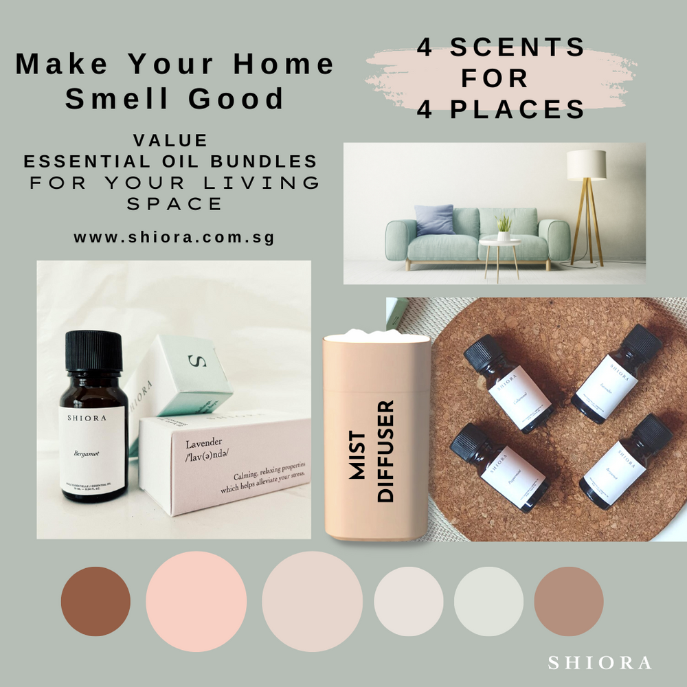 Shiora Value Bundle Gift Set includes 4 Essential Oils Bottles and 1 Mist Diffuser