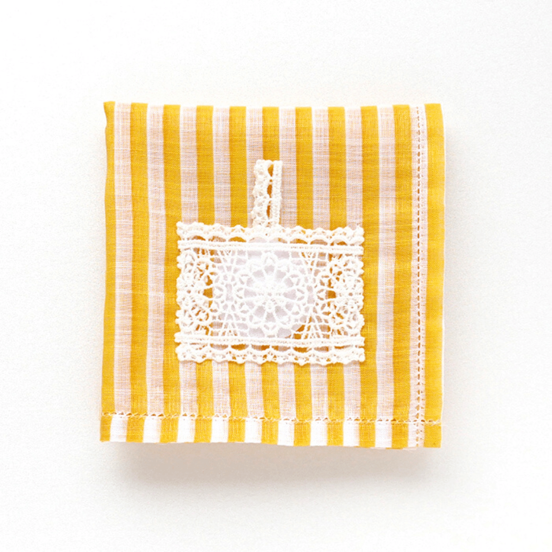 yellow sachet handkerchief made in japan with lavender essential oil