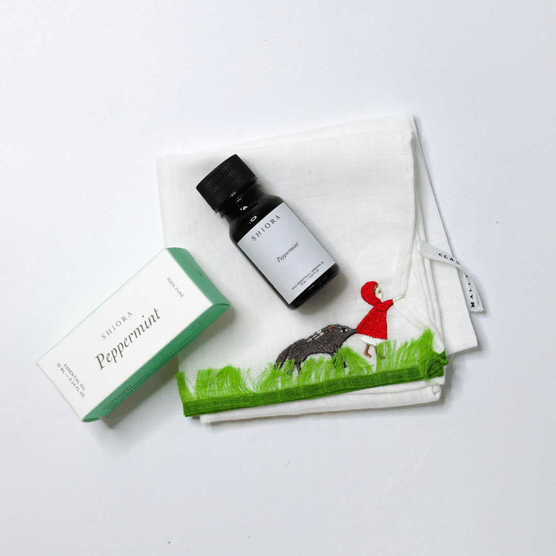 red riding hood design handkerchief made in japan with peppermint essential oil