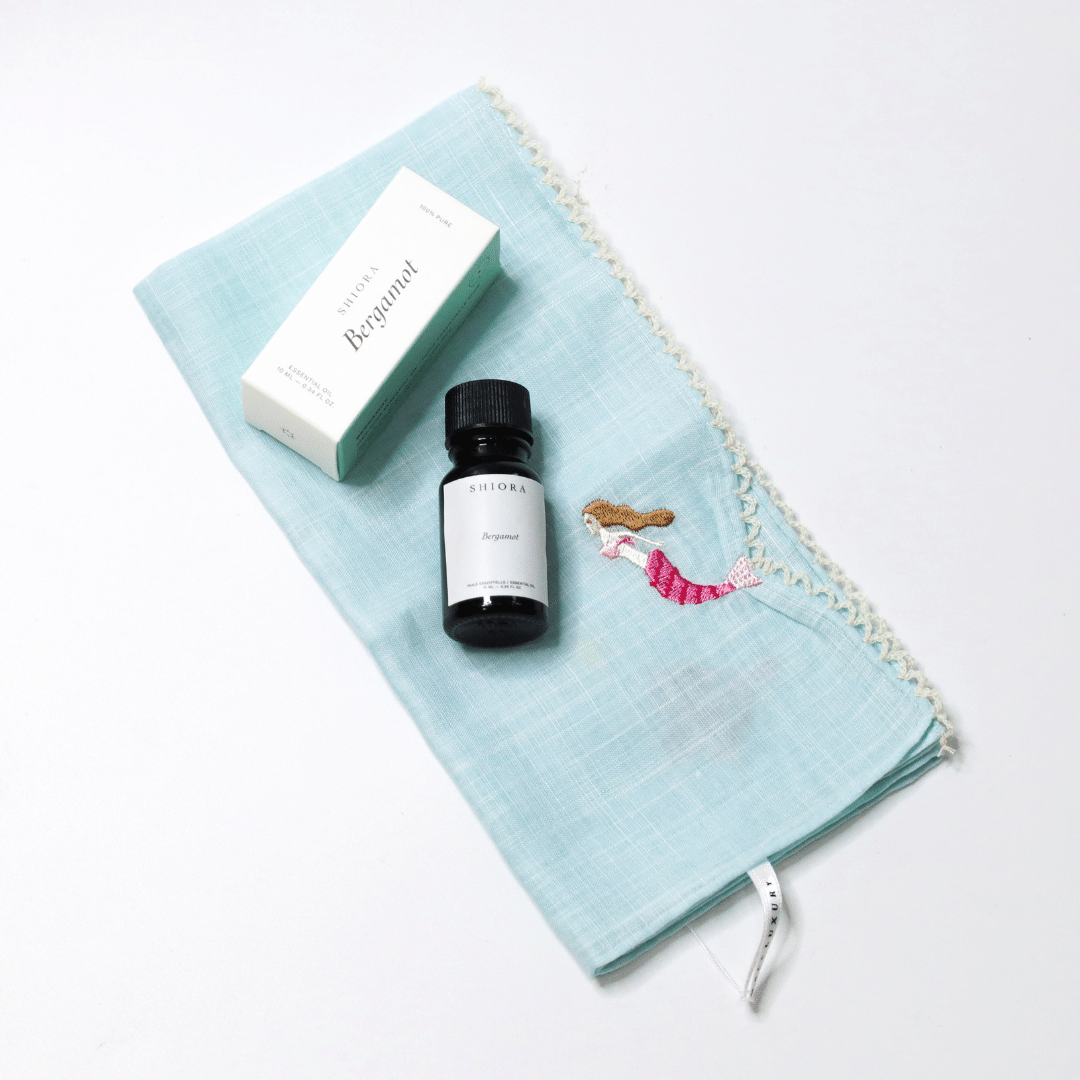 mermaid design handkerchief made in japan with bergamot essential oil