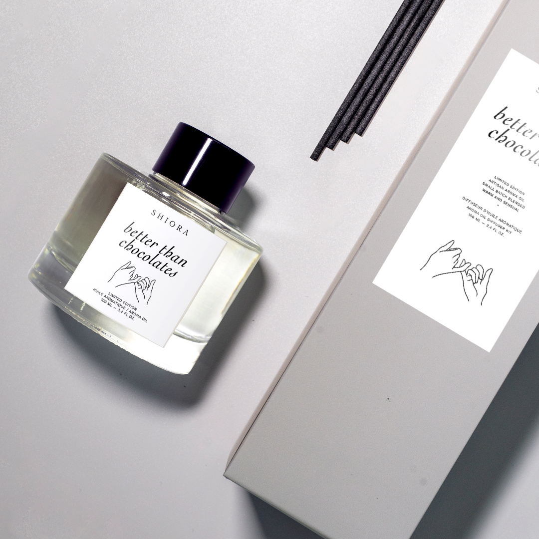 Limited Edition - Better Than Chocolate Reed Diffuser Scent  Curated specially for you. Indulge yourself in the fresh fragrance of rose, woody, and peppermint. Diffuse this scent around your living space by placing it in the living room, or door to welcome your visitors.